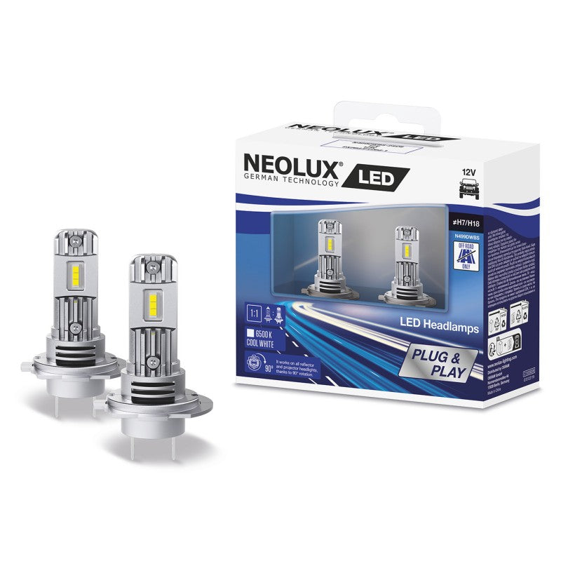 Set 2 Becuri LED H7 Neolux - 6000K Alb Rece, 12V/12W, Plug & Play