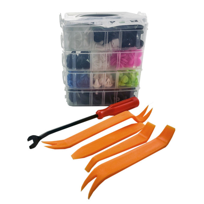 Set 470 Cleme Plastic Auto Carguard + 5 Unelte Demontare Tapițerie