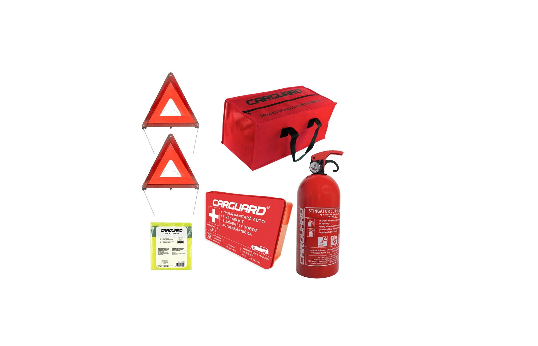 Kit siguranta auto(stingator, trusa, vesta, triunghi)