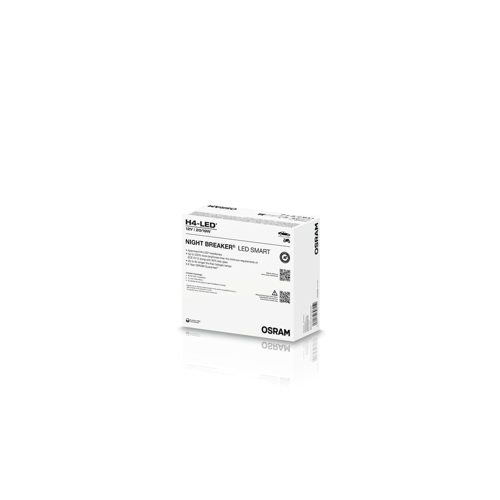 Set 2 Becuri LED SMART H4 OSRAM Night Breaker - 6000K, +330% Lumină, Plug & Play